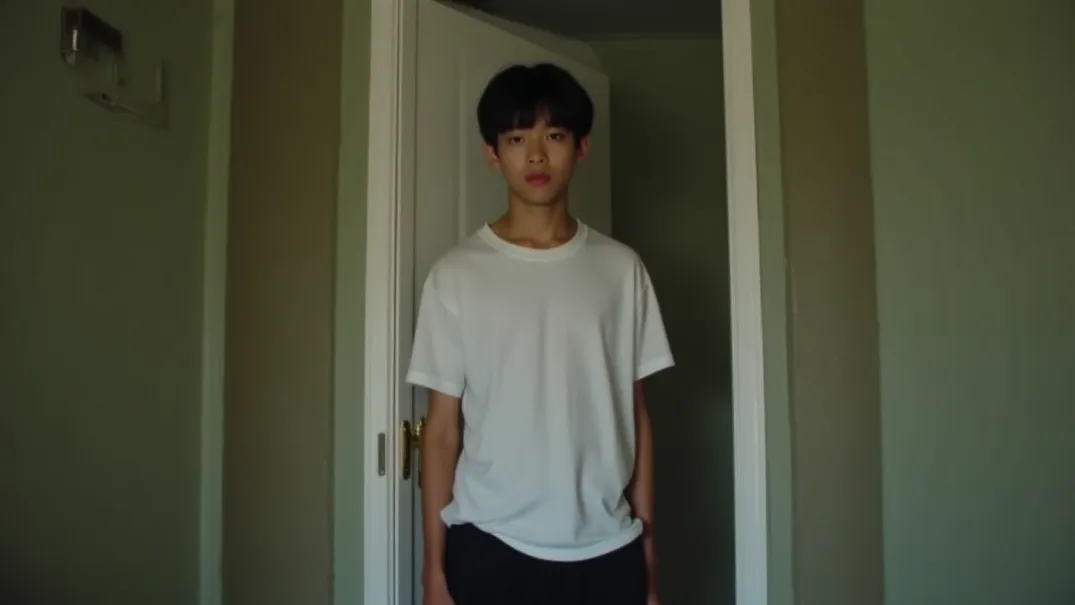 เด็กผู้ชายเอเชียที่กังวล