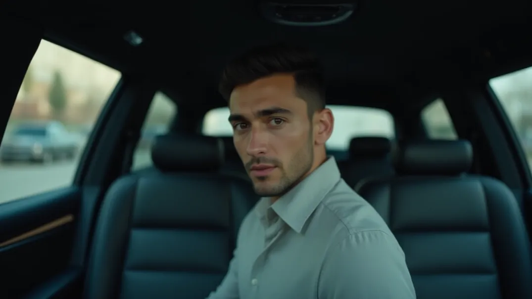 Expressive Man in Limousine
