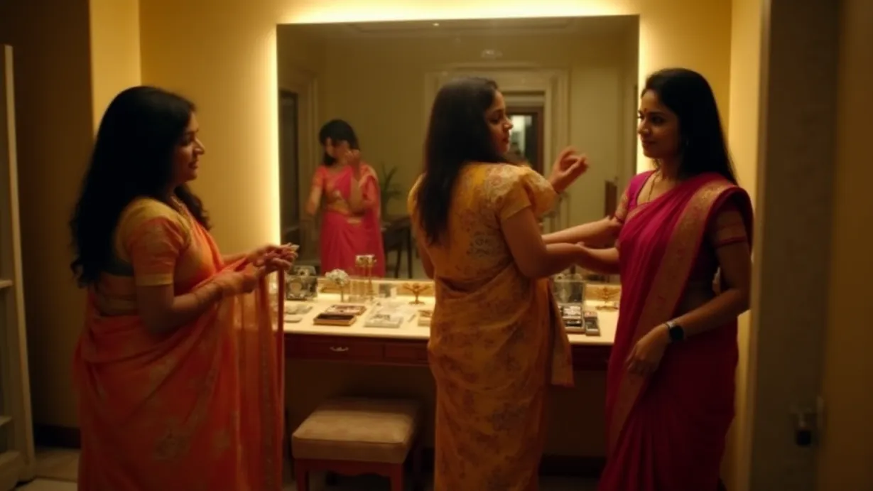 Two Men In Disguise As Housewives In Modern Day Chennai