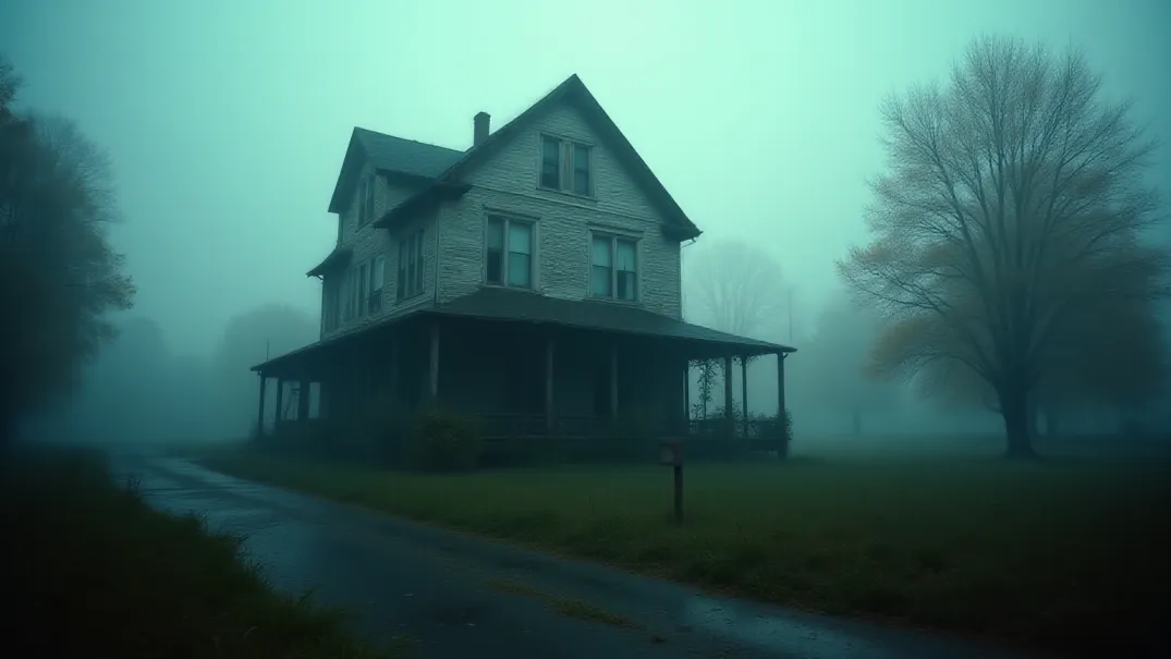 Viktorianisches Haus im Nebel