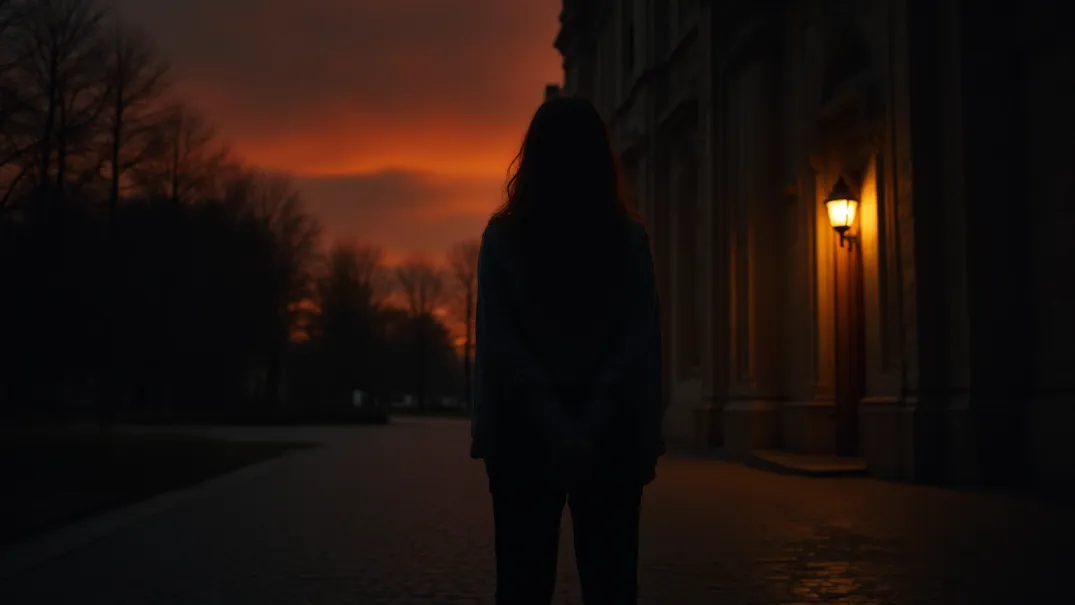 Junge Frau bei Sonnenuntergang