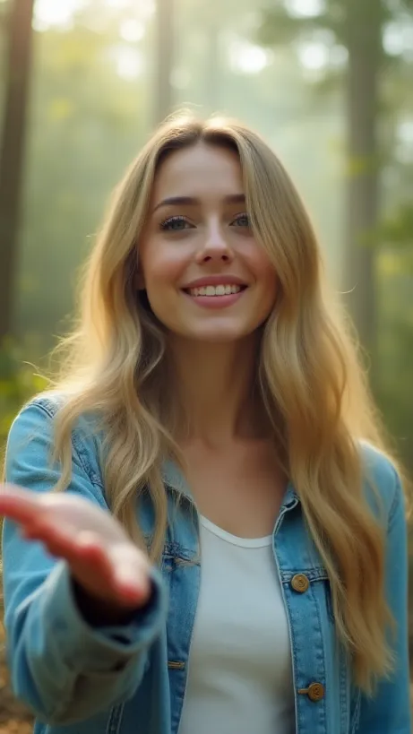 Image The captivating realistic cover of "The Giant Ssbbw Mom" features a close-up of a young woman with long blonde hair, her expression a mix of playful confidence and awe. She's wearing a light blue denim jacket over a white t-shirt, and her hand is outstretched as if testing an invisible barrier. The background shows the blurred image of a serene forest glade bathed in sunlight, hinting at the transformative event within nature. Boldly emblazoned across the top is the title, "The Giant Ssbbw Mom," rendered in a whimsical, slightly oversized font, that is playful and eye-catching, juxtaposing the everyday with the extraordinary. The font color shifts subtly from a light to dark blue, mirroring the sky in the distance.
