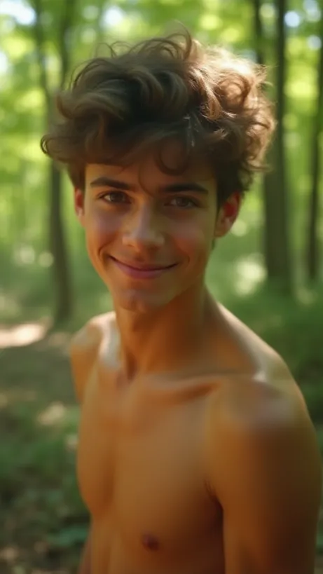 Image The captivating realistic cover of "My Centaur Boyfriend" features a close-up of a teen centaur from the chest up in a dappled forest. His face is turned to the side, but there's a seductive smile on his face. The centaur's hair is messy, and his tan skin glows from the forest sunlight. The title, "My Centaur Boyfriend," is written in a whimsical yet bold font, with the words stacked on top of each other to fit the vertical format.
