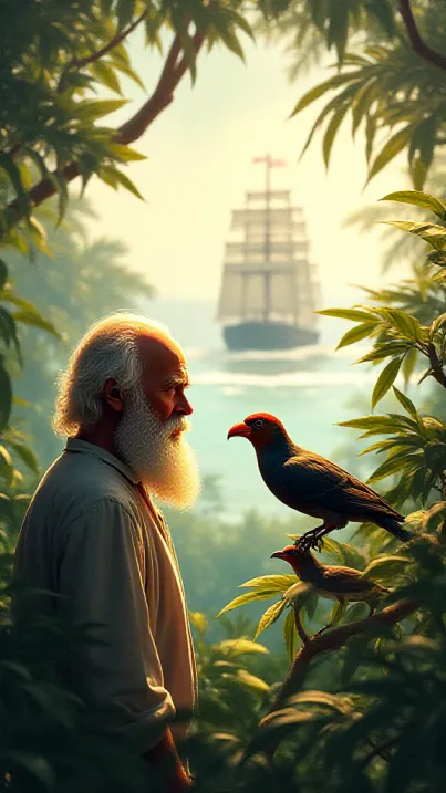 Charles Darwin Observando Tentilhões