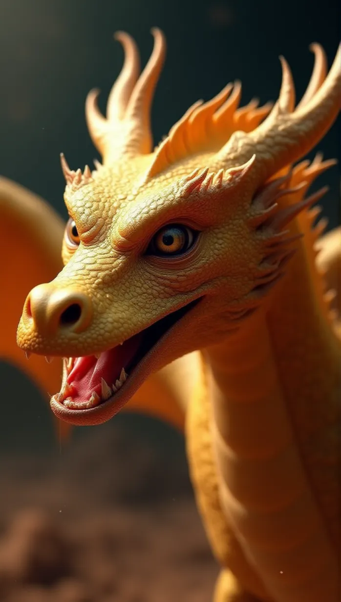 Image Close-up of 1dragon, gold scales, sharp claws, powerful wings, determined expression, cosmic background, space battlefield, fierce eyes, a golden dragon, brave, powerful, determined, cinematic, dramatic lighting, clashing in space, action pose