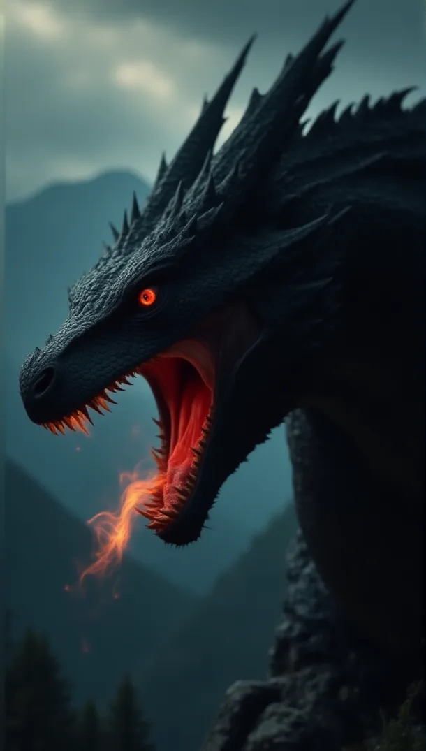 Obsidian-Schwarz Drache