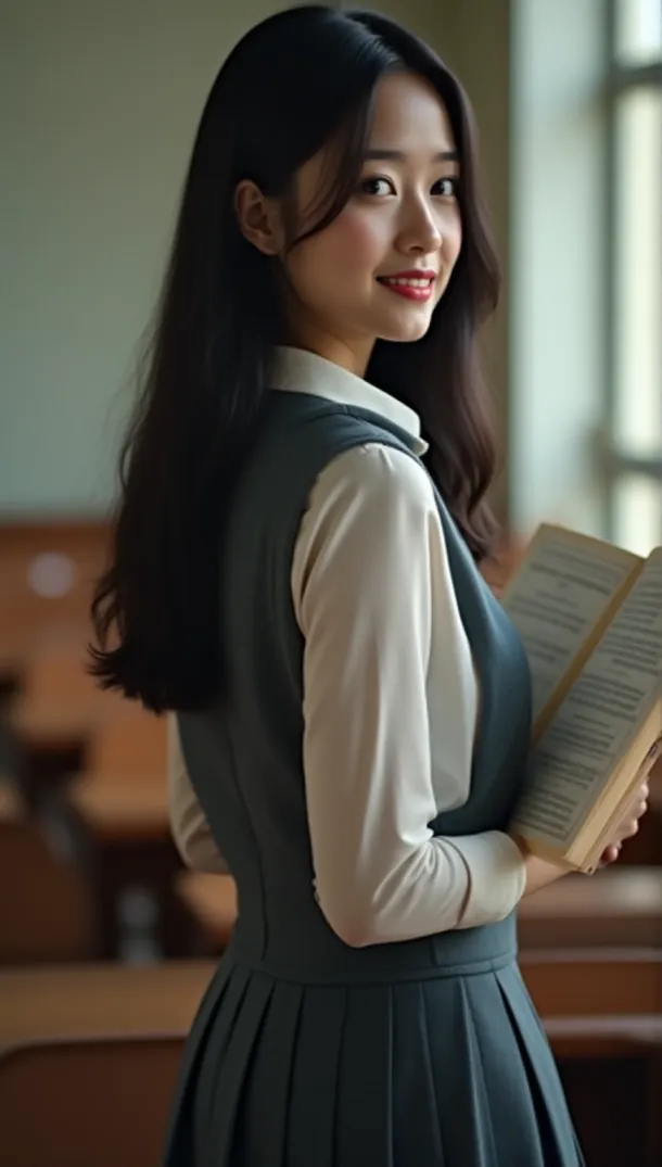 কলেজের ইউনিফর্মে তরুণী