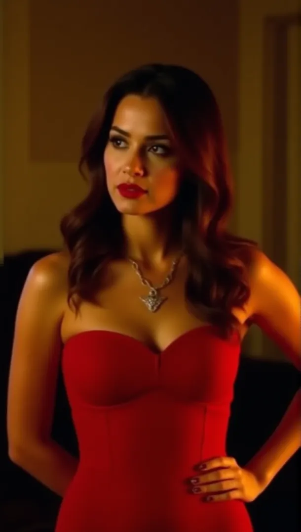 Mulher Sedutora em Vestido Vermelho