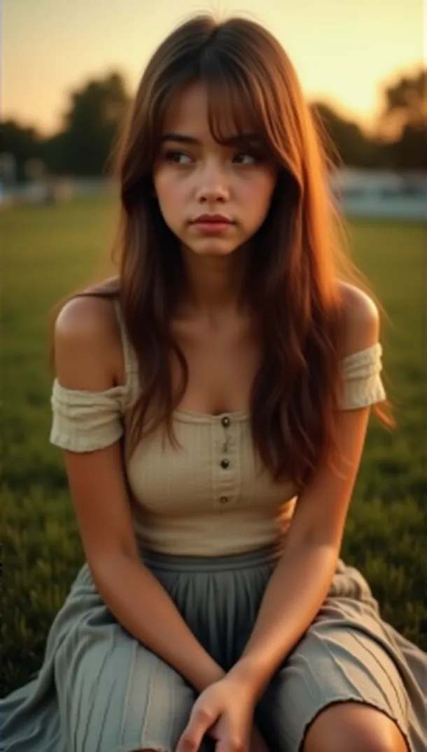 Menina Adolescente ao Pôr do Sol