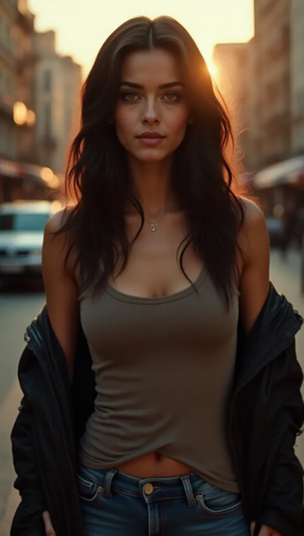 Mulher Jovem Atlética ao Pôr do Sol