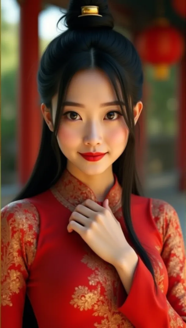 Seductive Woman in Traditional Chinese Dress